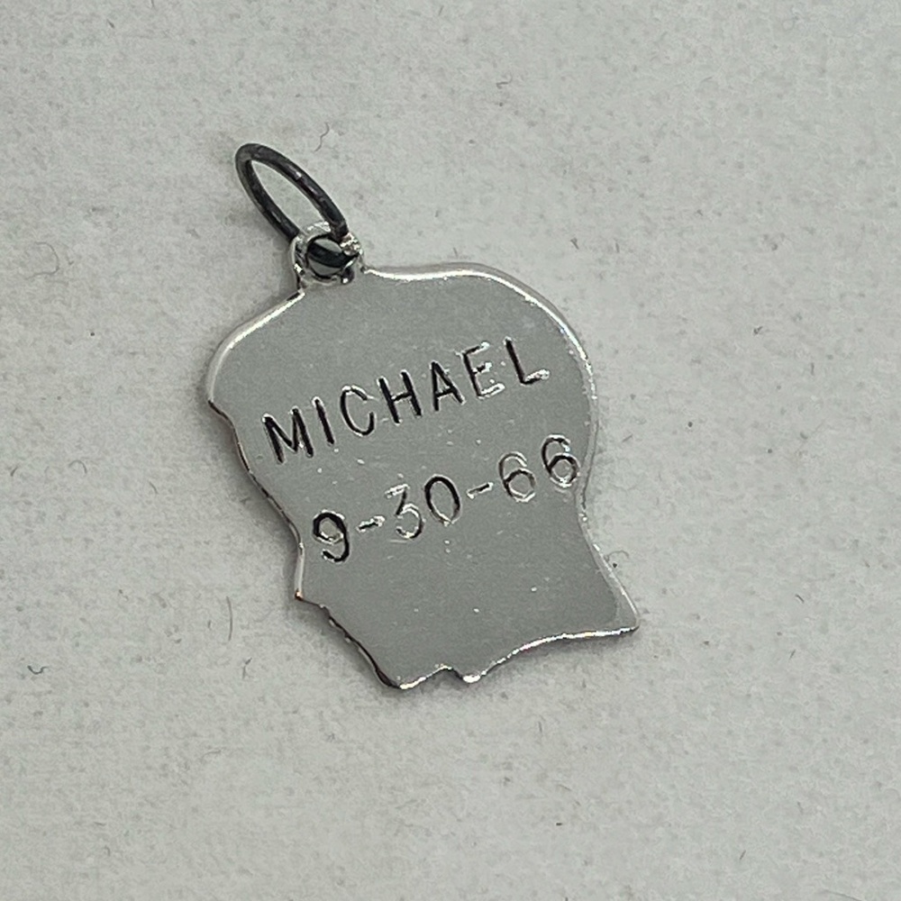 Vtg 925 Sterling Silver Necklace Boy Head Silhouette Charm Pendant